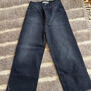 Jcrew Point Sur Black, cropped high rise, wide leg jeans